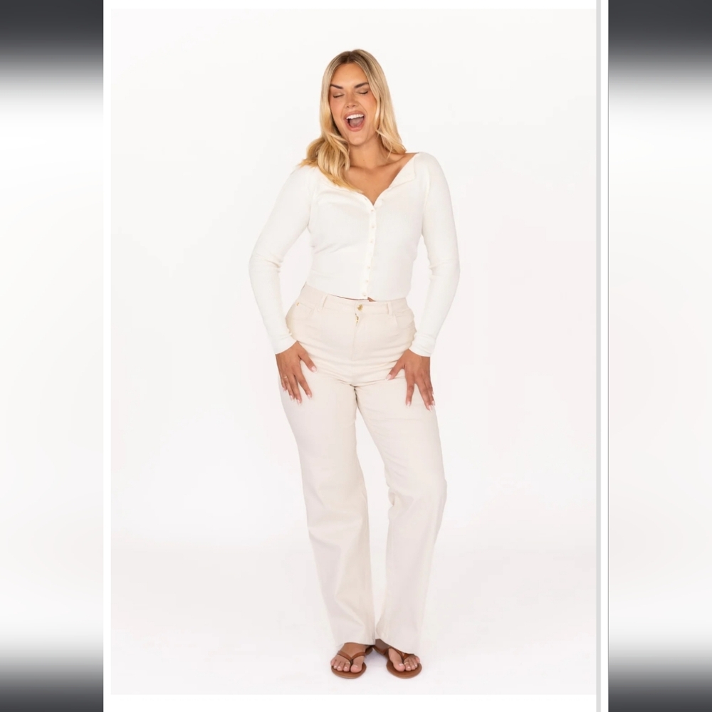 Ambela Sculpt Stretch Straight Ecru Jean